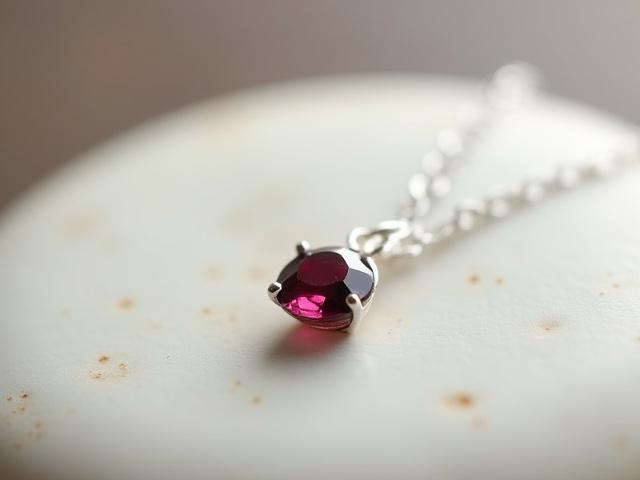 Simple Sterling Silver Garnet Pendant Necklace