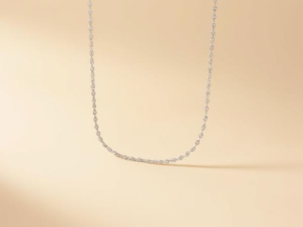 Flat sterling silver herringbone chain necklace